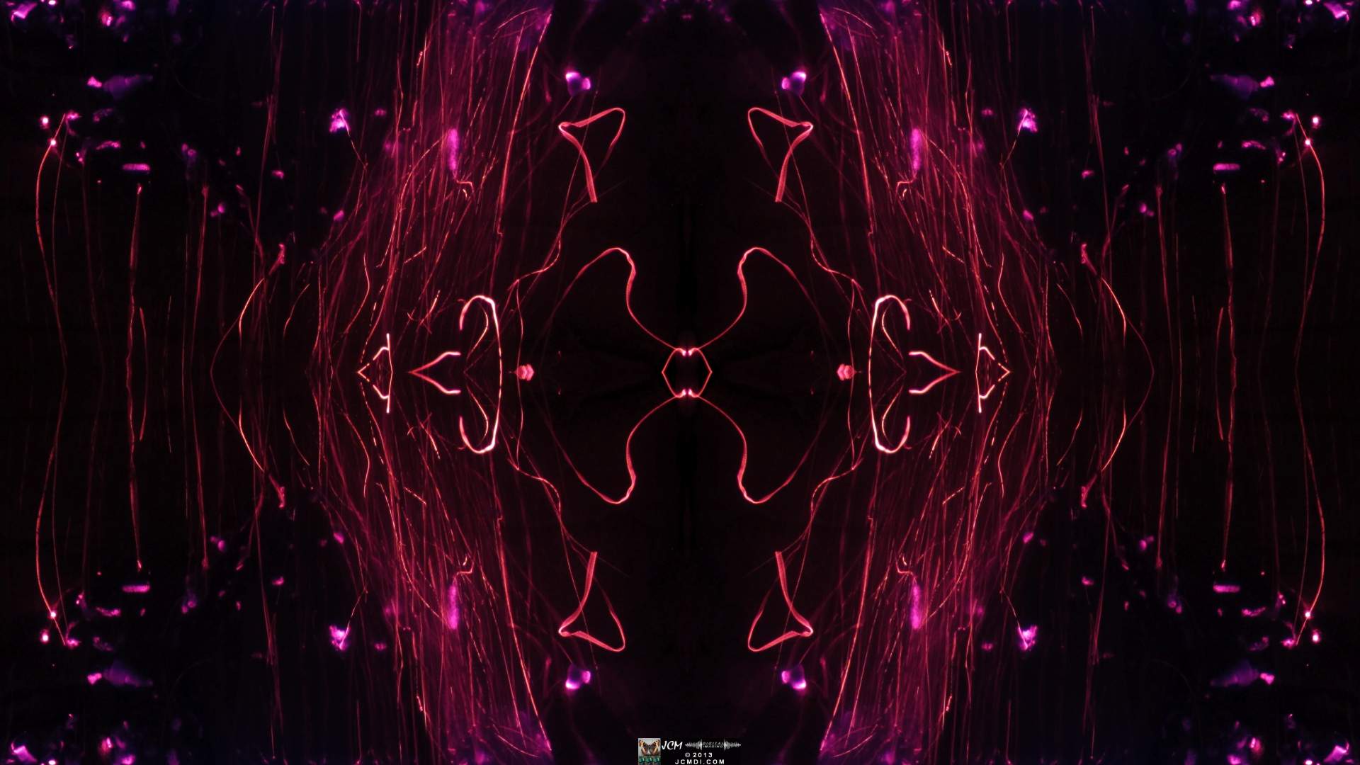 Quadroscopic art made from a still image � Fireplace coals and firefall